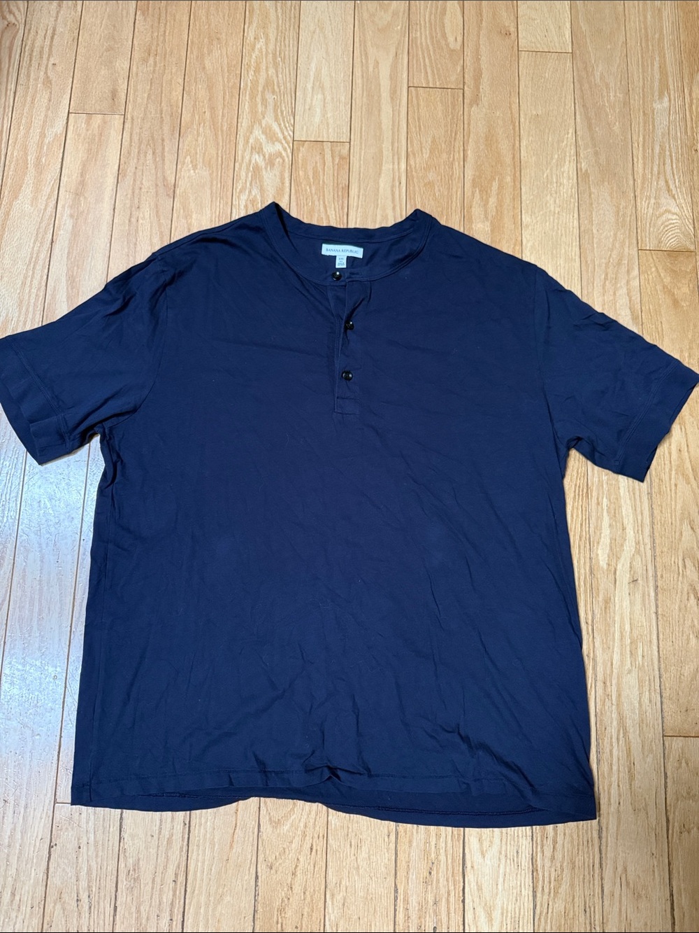 Banana Republic Navy Short-Sleeve Henley Tee Shirt